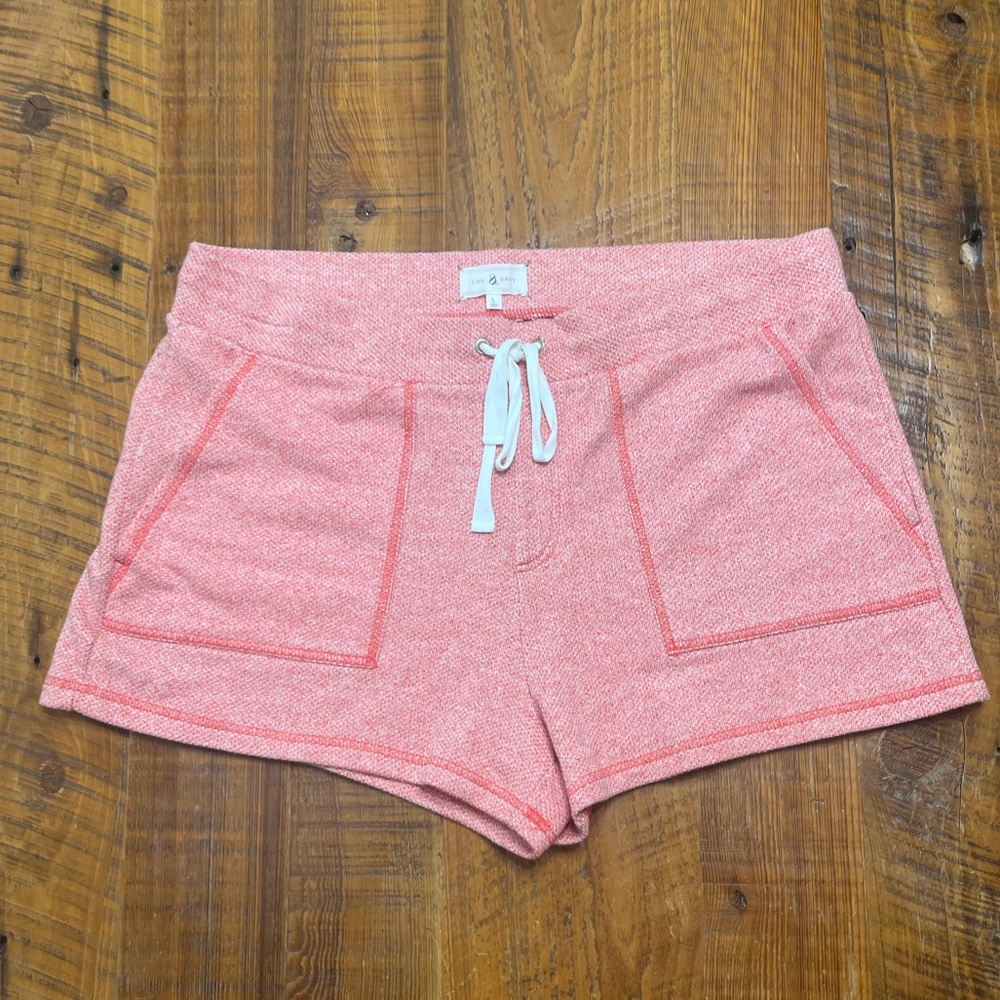 Lou & Grey Cozy Texture Terry Cotton Drawstring Shorts, Size Large